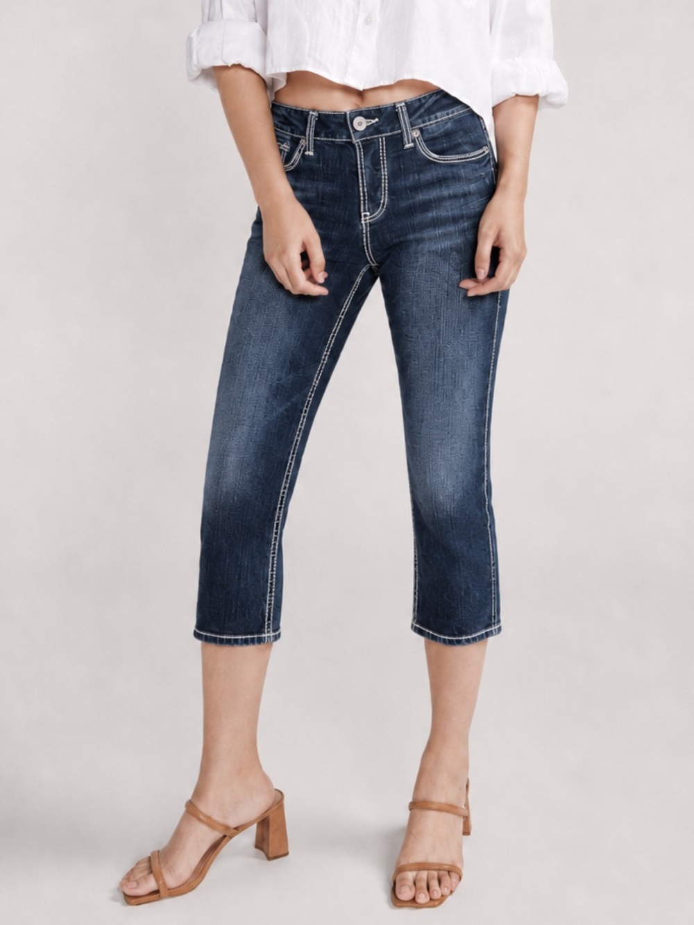 Vintage Silver Jeans Suki Mid Rise Capri Jeans W30 Dark Wash